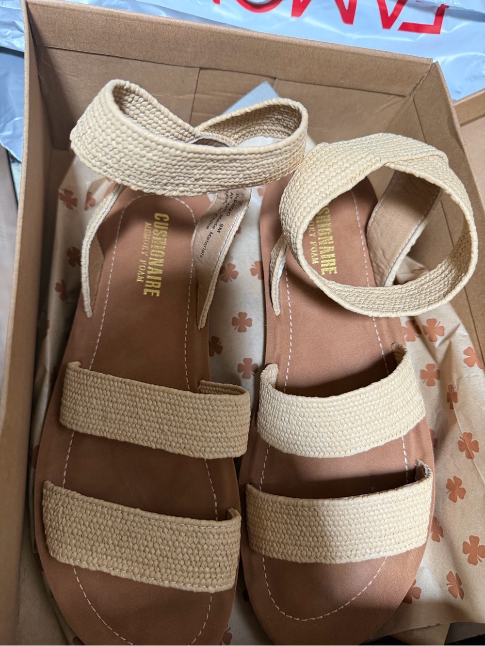 Cushionaire Beige Braided Strap Sandals for Women